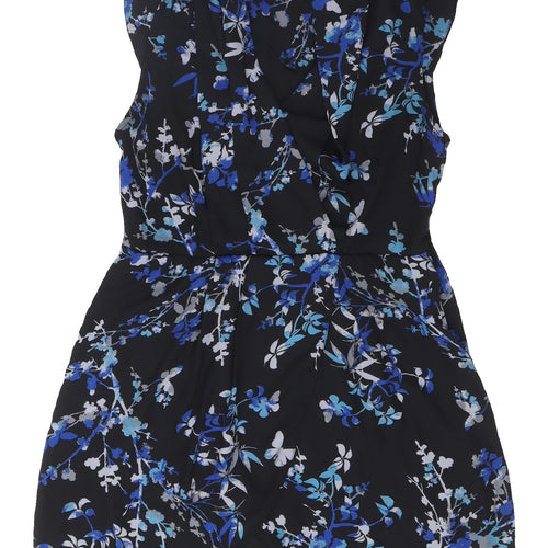 Apricot Women's Black Floral A-Line Dress, Size 14