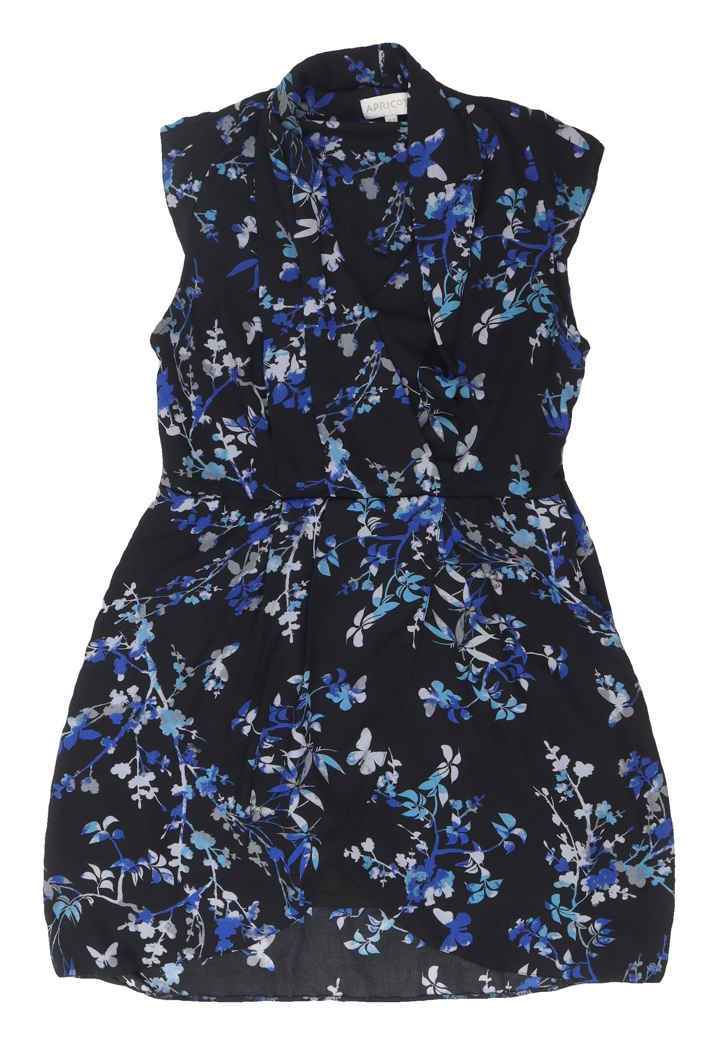 Apricot Women's Black Floral A-Line Dress, Size 14