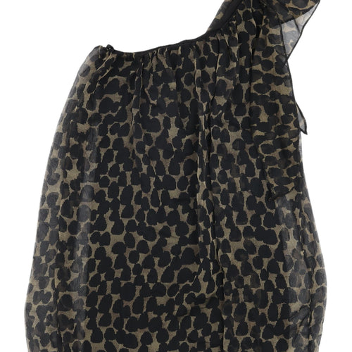 TFNC London Black Animal Print Tunic Blouse, Size S