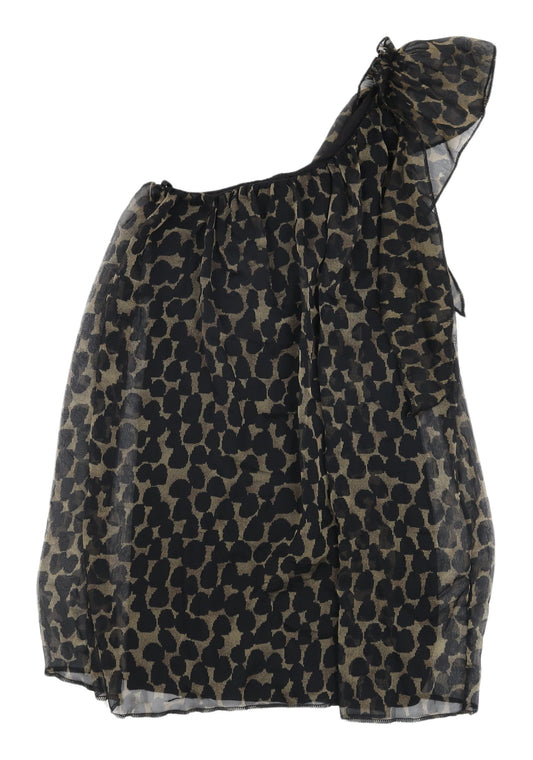 TFNC London Black Animal Print Tunic Blouse, Size S