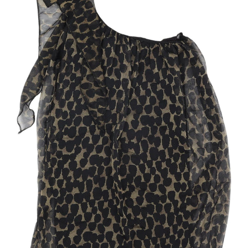 TFNC London Black Animal Print Tunic Blouse, Size S