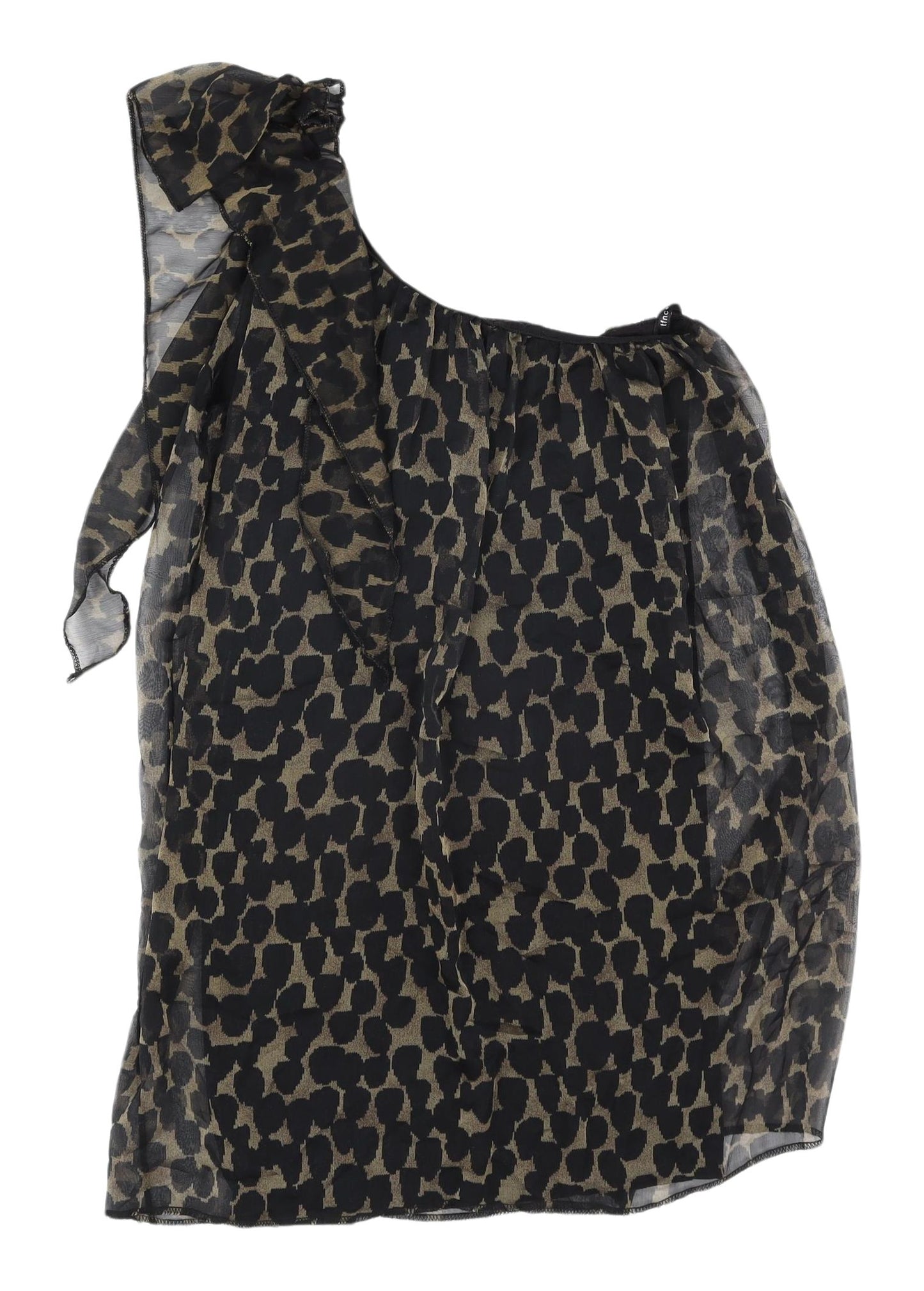 TFNC London Black Animal Print Tunic Blouse, Size S