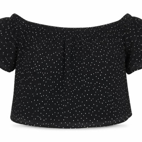 Topshop Women's Black Polka Dot Off Shoulder Crop Blouse Size 12