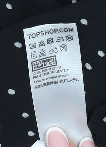 Topshop Women's Black Polka Dot Off Shoulder Crop Blouse Size 12