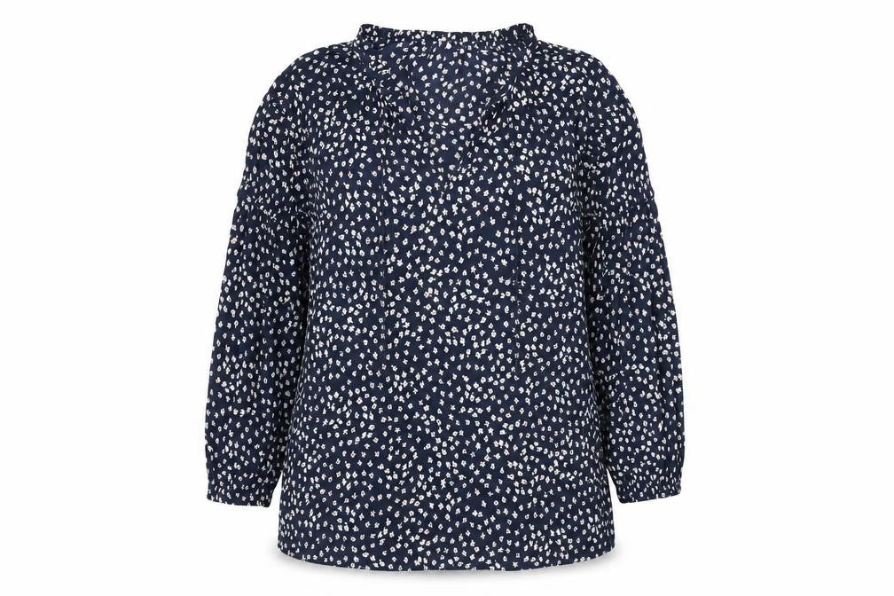 Front view of Gap Women's Blue Floral Tunic Blouse, size S