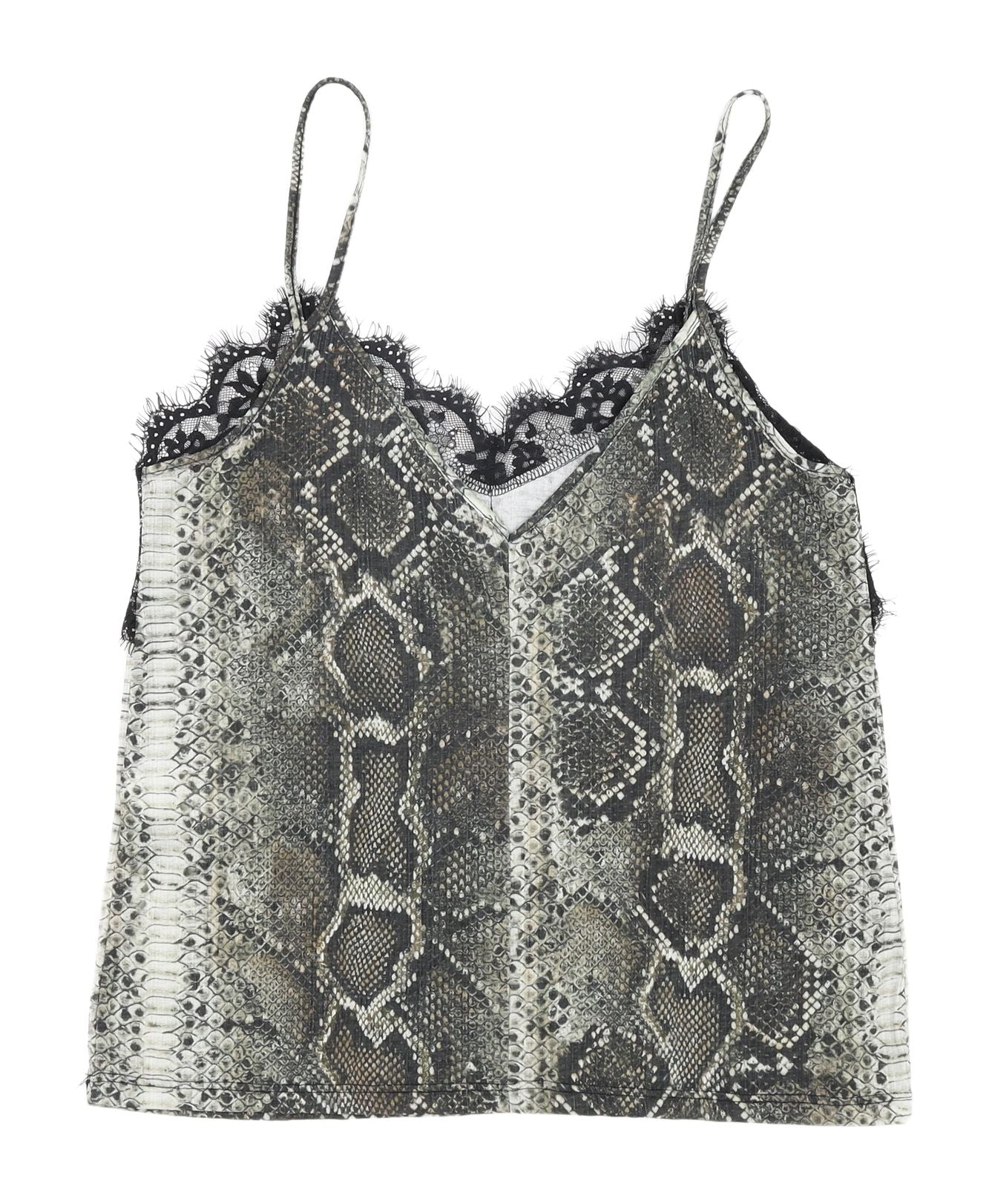 Zara Women’s Multicoloured Snake Print Lace Camisole M