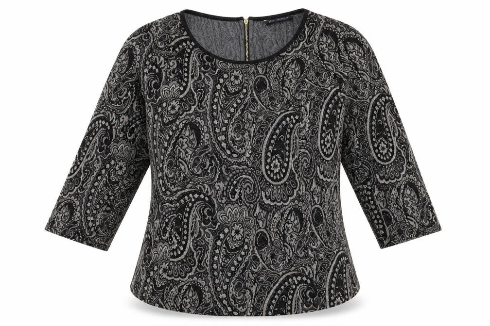 Front view of Marks & Spencer Women's Black Paisley Blouse UK 12