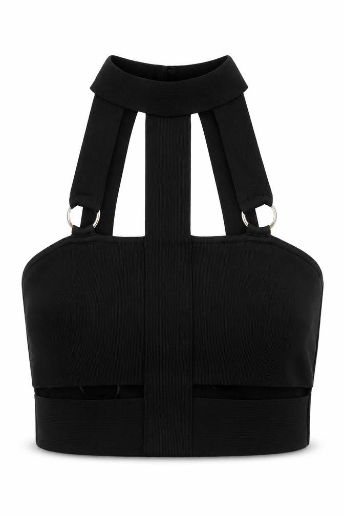 Bershka Women's Black Cropped Camisole, XS, Casual Style