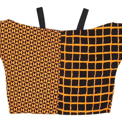 Boohoo Women's Black Orange One Shoulder Top, Size 12