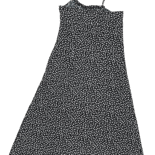 Monki Women’s Black Floral Slip Dress, Size 10