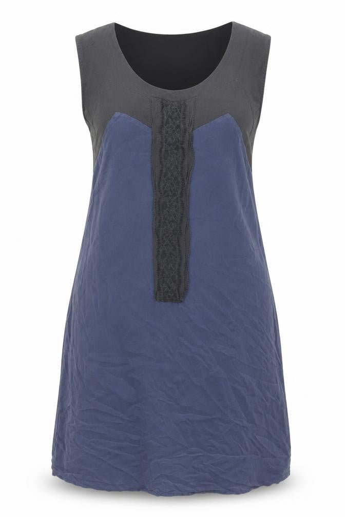 Front view of Marks & Spencer Silk Scoop Neck Dress, size 14, Multicoloured