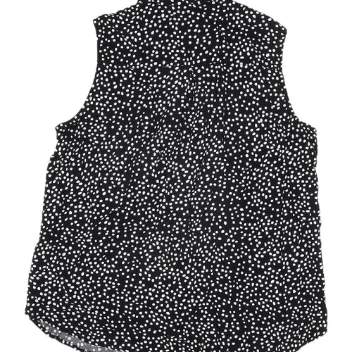 H&M Women's Black Polka Dot Sleeveless Button-Up Shirt
