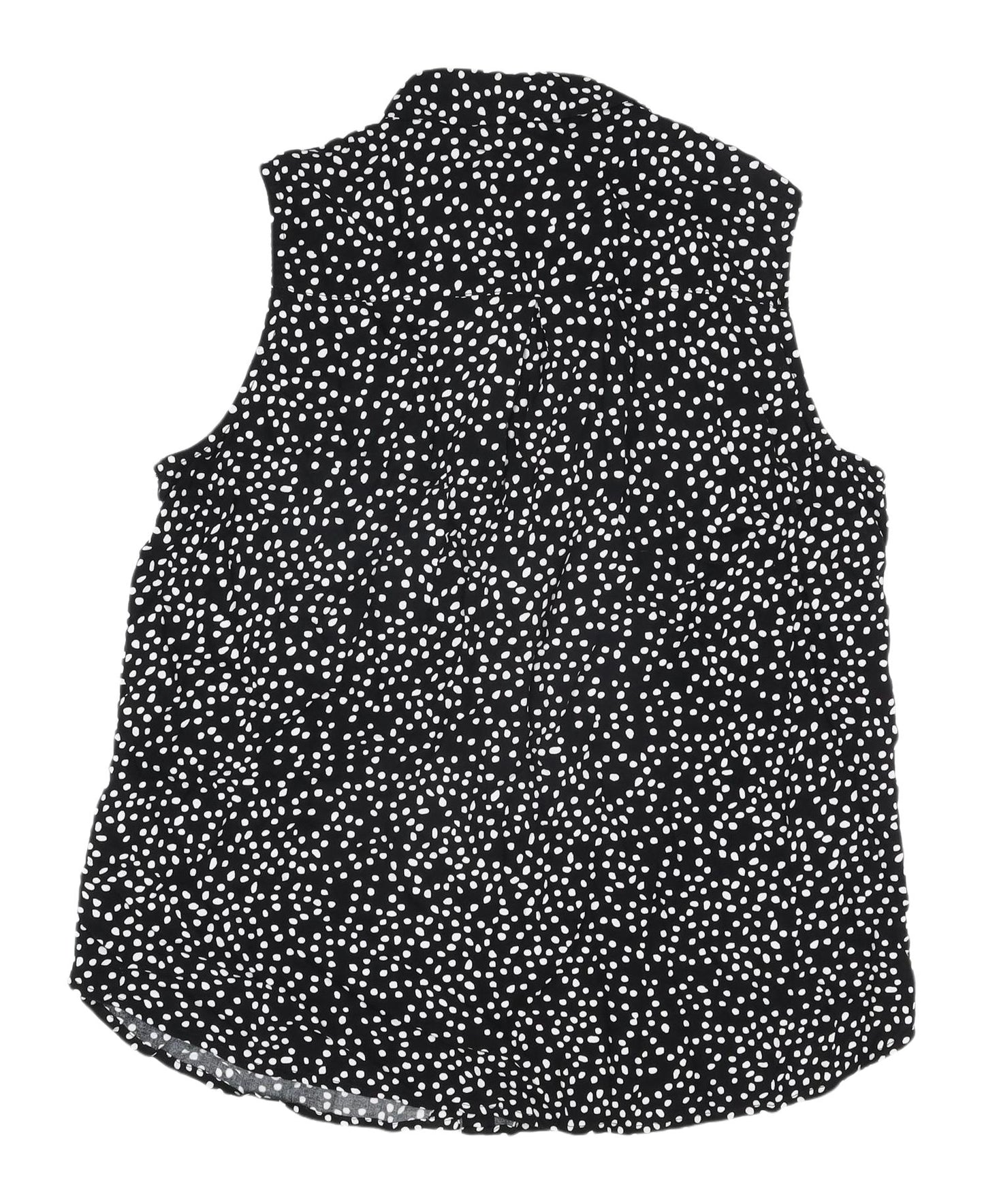 H&M Women's Black Polka Dot Sleeveless Button-Up Shirt