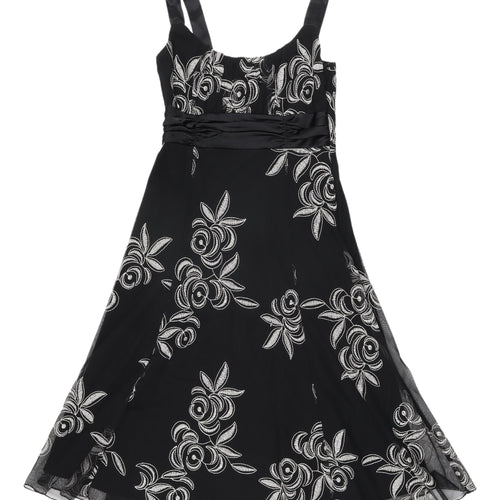Wallis Women's Petite Black A-Line Floral Dress