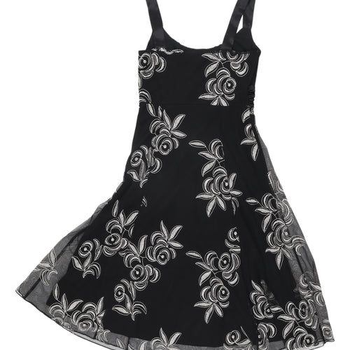 Wallis Women's Petite Black A-Line Floral Dress