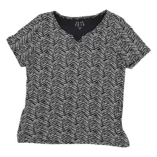 Love TEES Women's Black Geometric T-Shirt Size 14