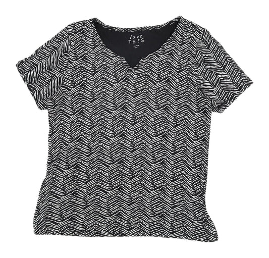 Love TEES Women's Black Geometric T-Shirt Size 14