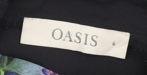 Oasis Women's Black Floral Tunic Blouse UK 6