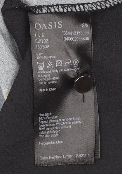 Oasis Women's Black Floral Tunic Blouse UK 6