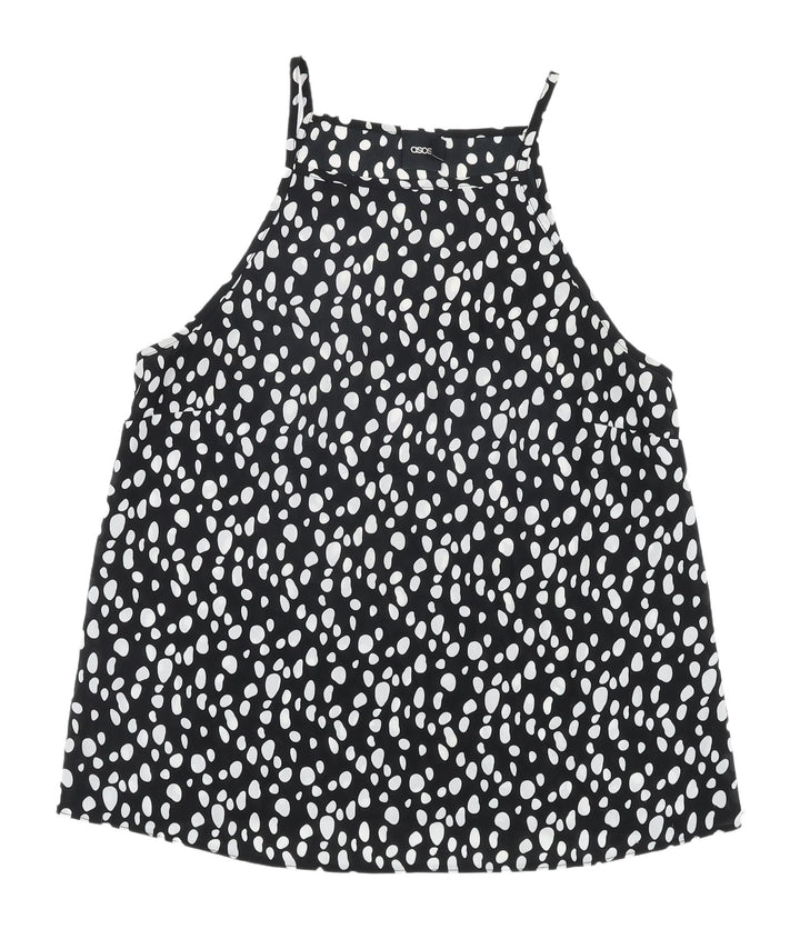 ASOS Women's Black & White Polka Dot Halter Tank