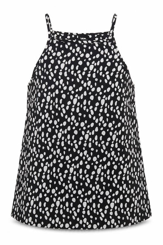 Front view of ASOS Women's Black & White Polka Dot Halter Tank
