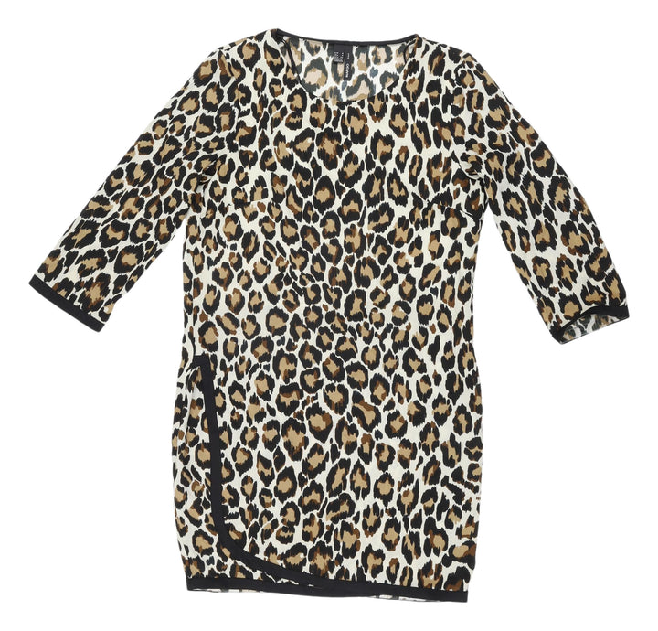 Mango Women's Leopard Print Sheath Dress Size 8