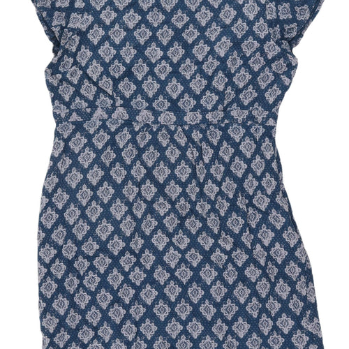 White Stuff Blue Geometric Shift Dress, Size 14