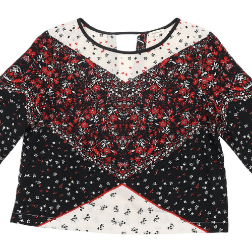 River Island Women's Black Floral Tunic Blouse, Size 10