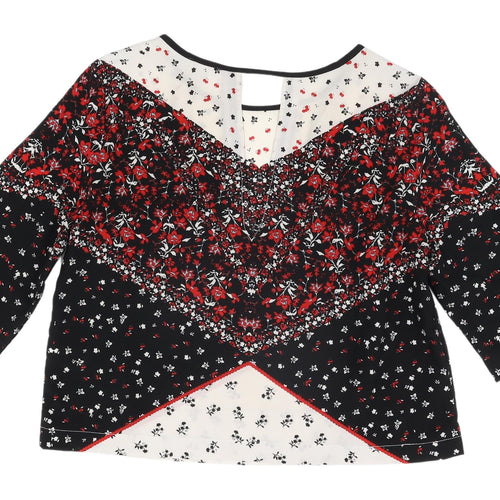 River Island Women's Black Floral Tunic Blouse, Size 10