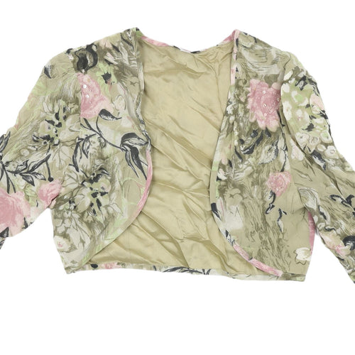 Peter Martin Floral Cropped Blouse, Green, 10, Women's