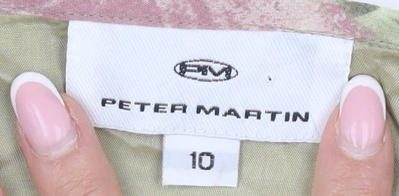 Peter Martin Floral Cropped Blouse, Green, 10, Women's