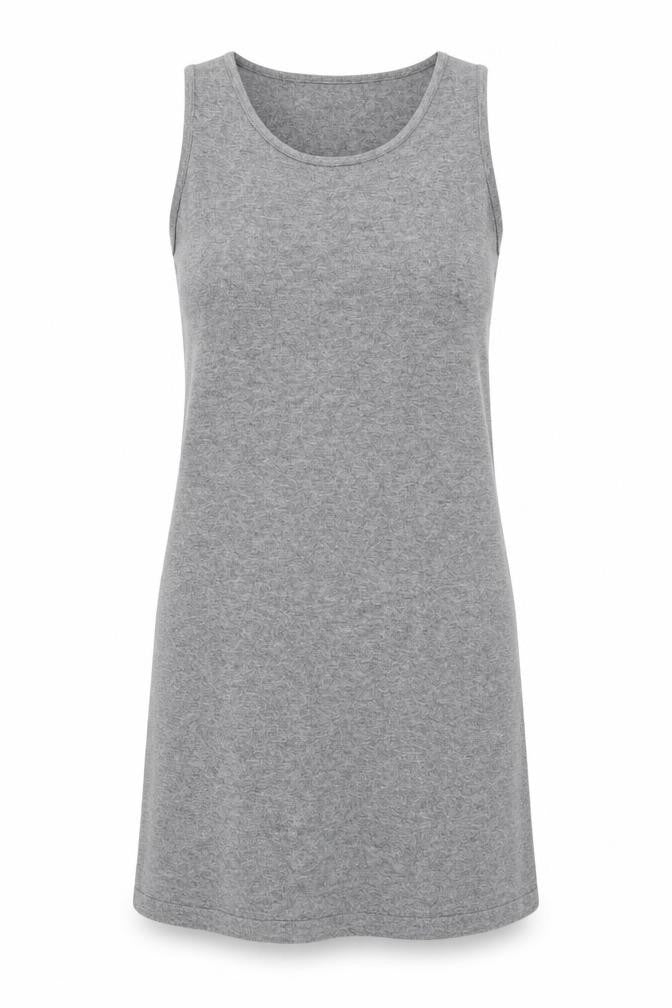 Front view of Good Luck Women's Grey Shift Dress S/M
