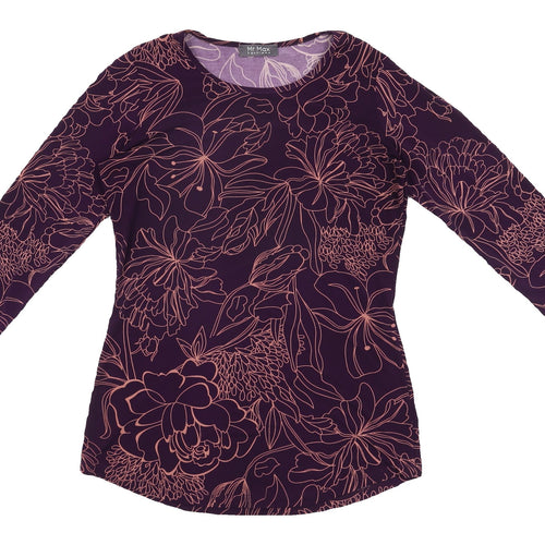 Mr Max Women's Purple Floral 3/4 Sleeve Jersey Blouse