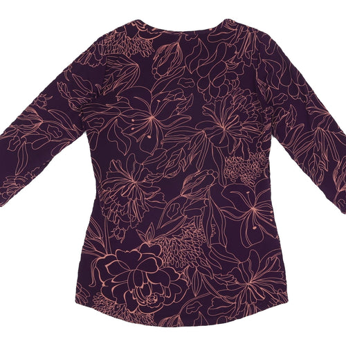 Mr Max Women's Purple Floral 3/4 Sleeve Jersey Blouse