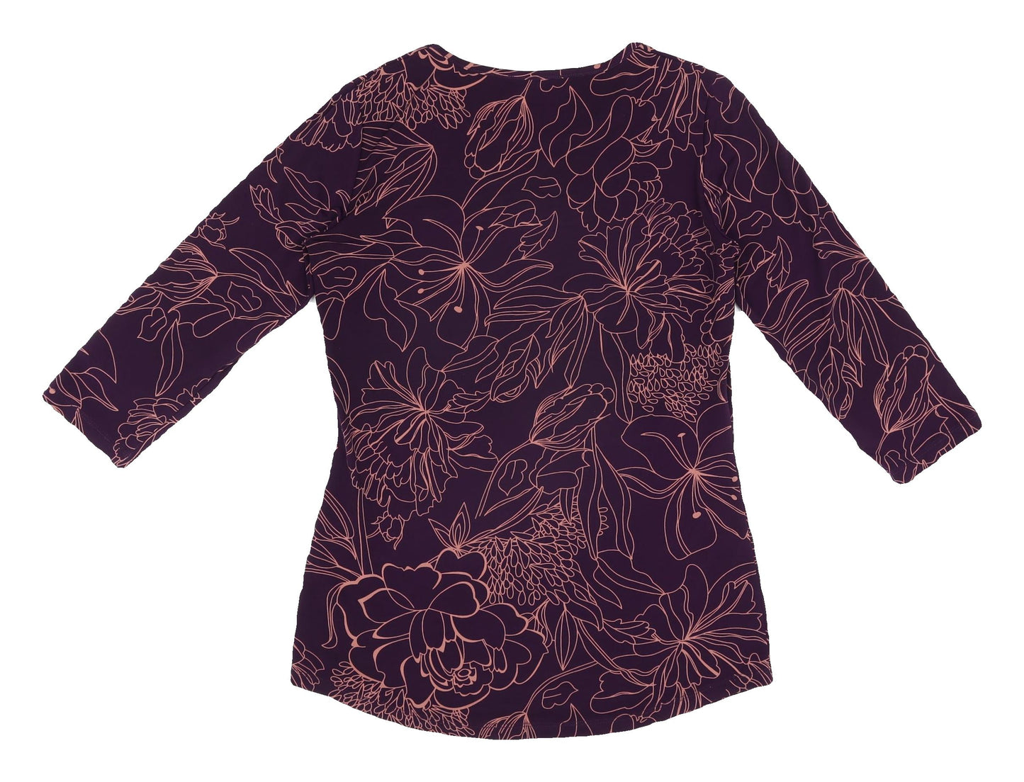 Mr Max Women's Purple Floral 3/4 Sleeve Jersey Blouse