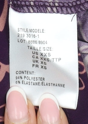 Mr Max Women's Purple Floral 3/4 Sleeve Jersey Blouse