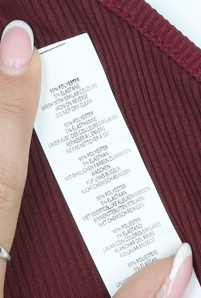 Boohoo Women Red Cropped One Shoulder Blouse Size 8