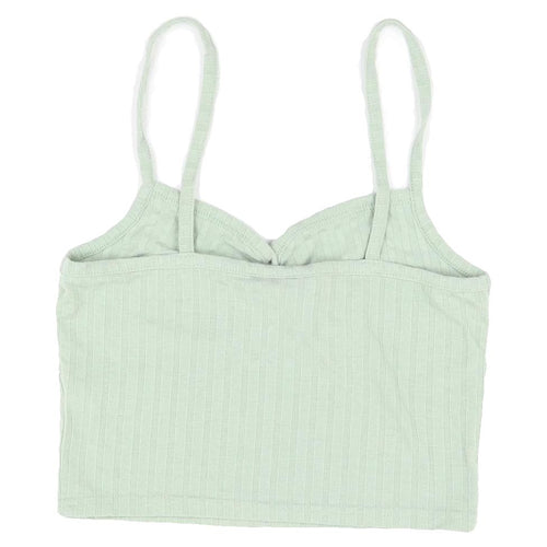 Topshop Women's Green Cropped Tank, Size 8, Button Accent
