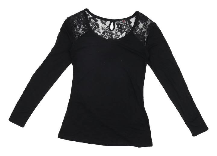 Rotter Damned Women's Black XS Lace Accent Blouse