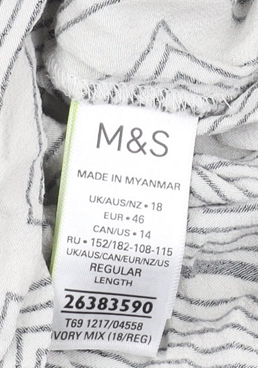 Marks and Spencer Women's Ivory Shirt Dress, Size 18