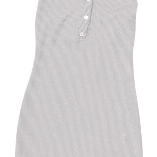 PrettyLittleThing Grey Collared Mini Dress Size 8