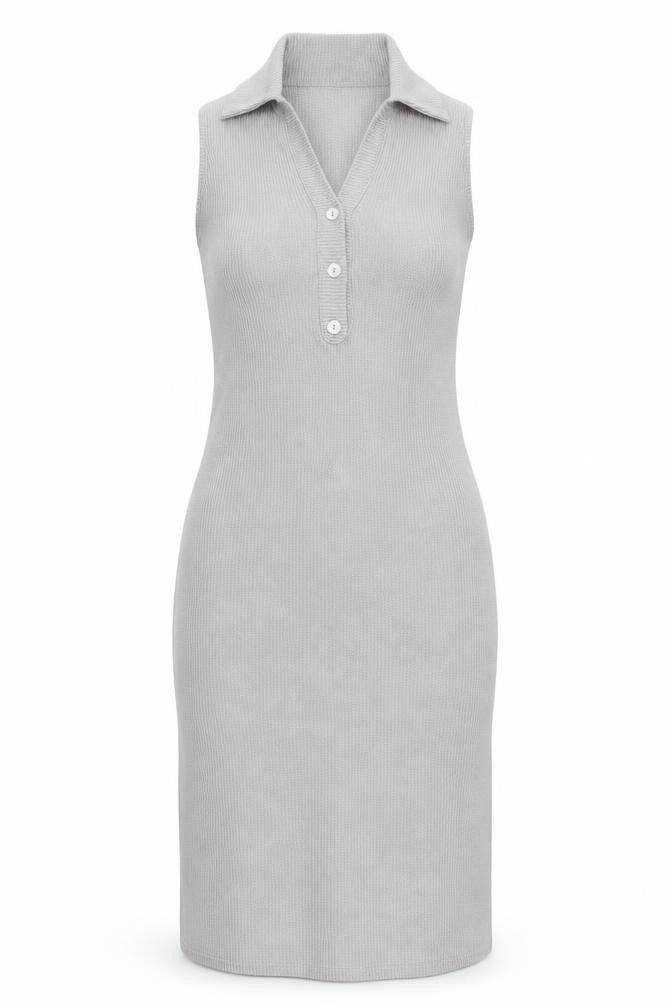 PRETTYLITTLETHING Grey Collared Mini Dress Size 8