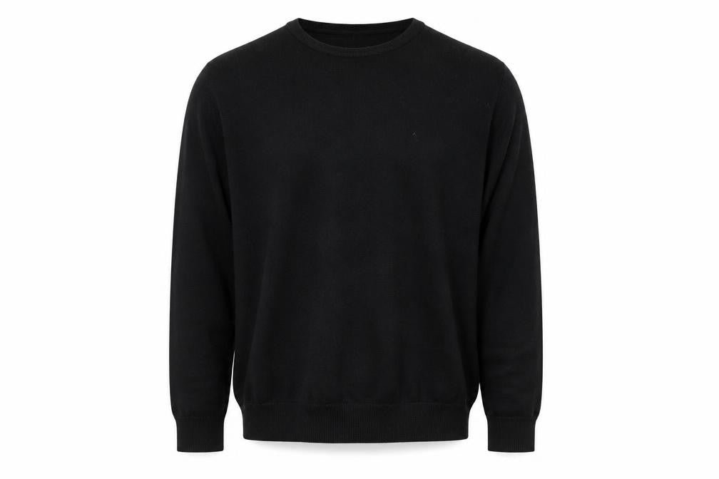 Front view of Kersh Men's Black jumper, M, Crew Neck