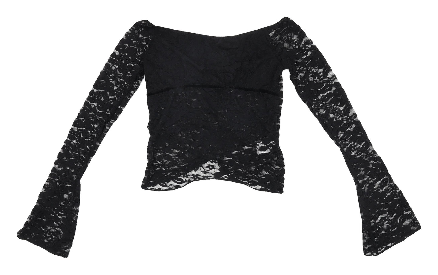 Motel Women's Black Lace Cropped Blouse XS