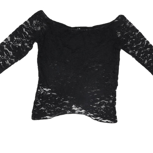 Motel Women's Black Lace Cropped Blouse XS