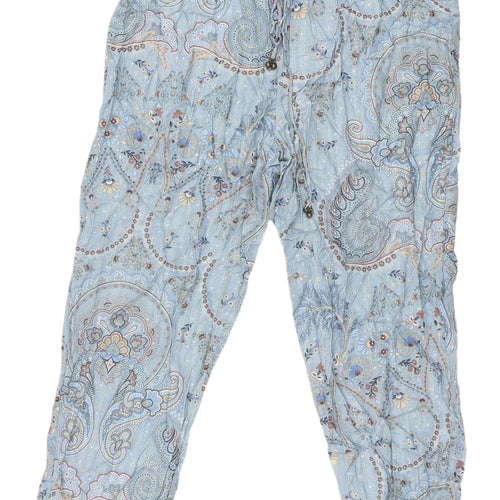 Oysho Women's Blue Cropped Trousers - M, Bohemian Paisley