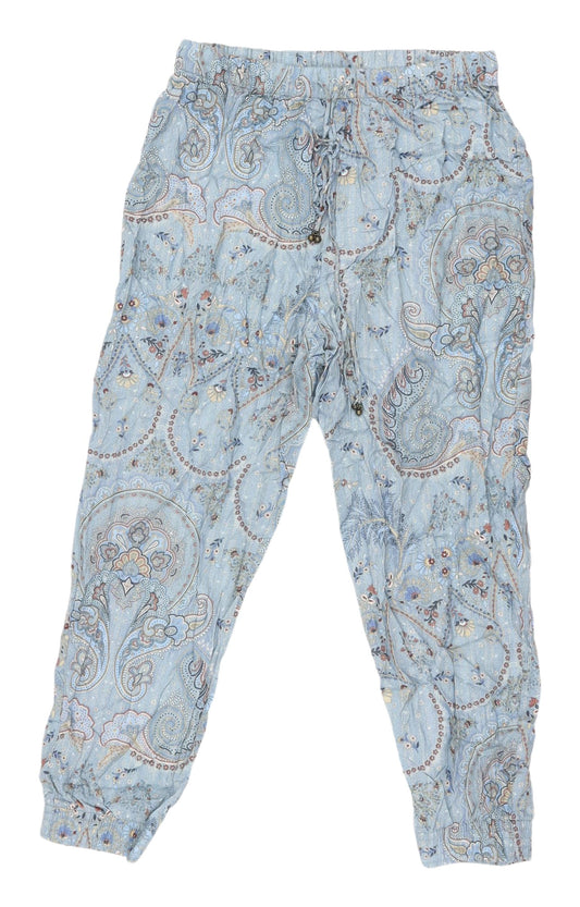 Oysho Women's Blue Cropped Trousers - M, Bohemian Paisley