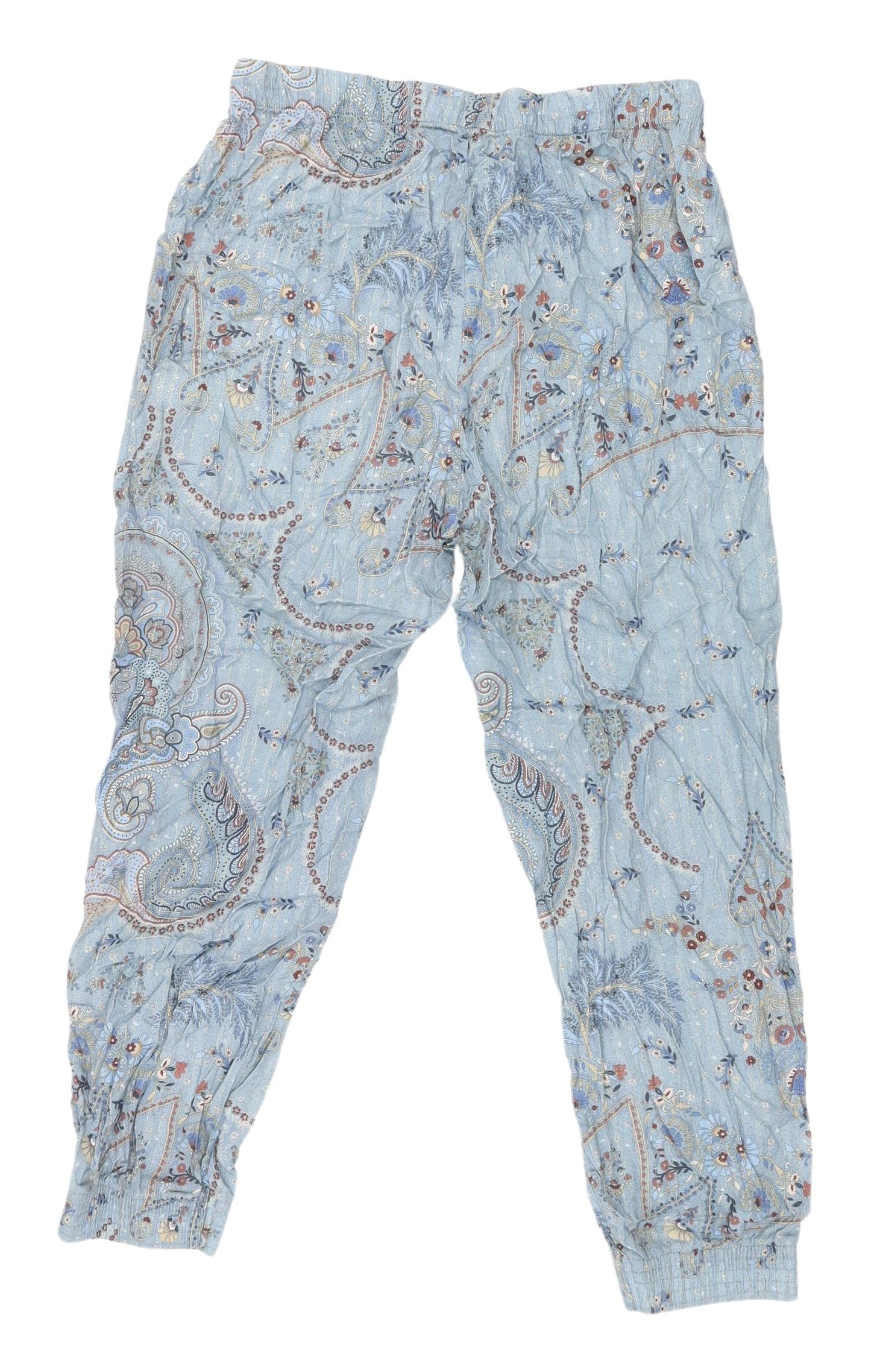 Oysho Women's Blue Cropped Trousers - M, Bohemian Paisley