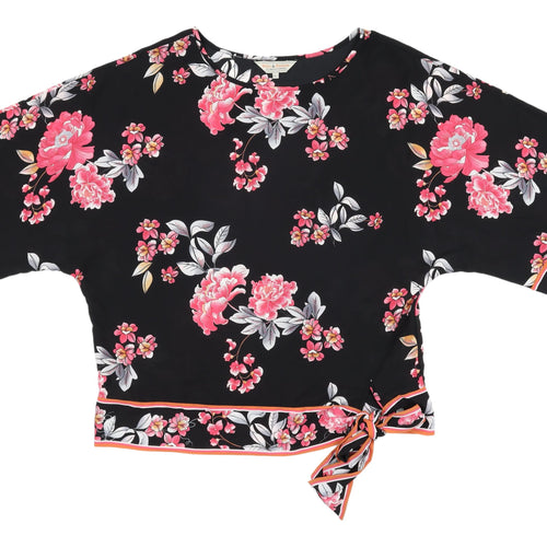 Dorothy Perkins Women's Black Floral Cropped Blouse