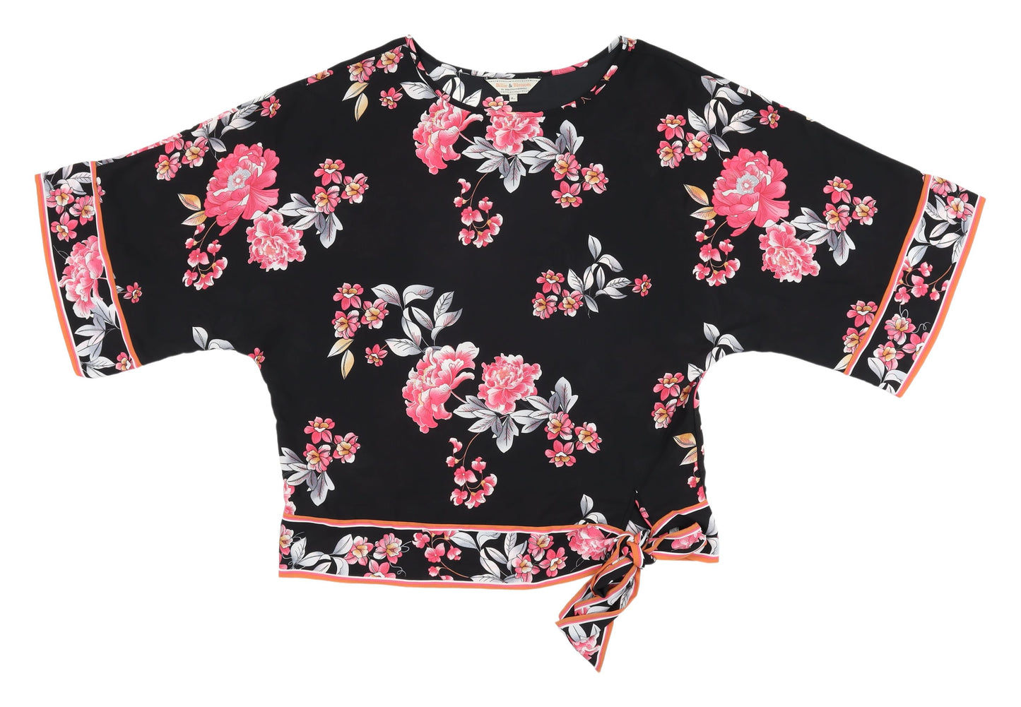 Dorothy Perkins Women's Black Floral Cropped Blouse